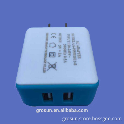Manufacturer CE/GS/UL/FCC Approved Dual USB Charger 5V 2A Wall Portable Charger with EU/UK/US/Aus Plug